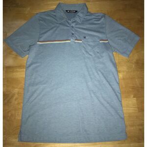 Travis Mathew Polo Shirt Mens Medium Blue Lightweight‎ Pocket *read*